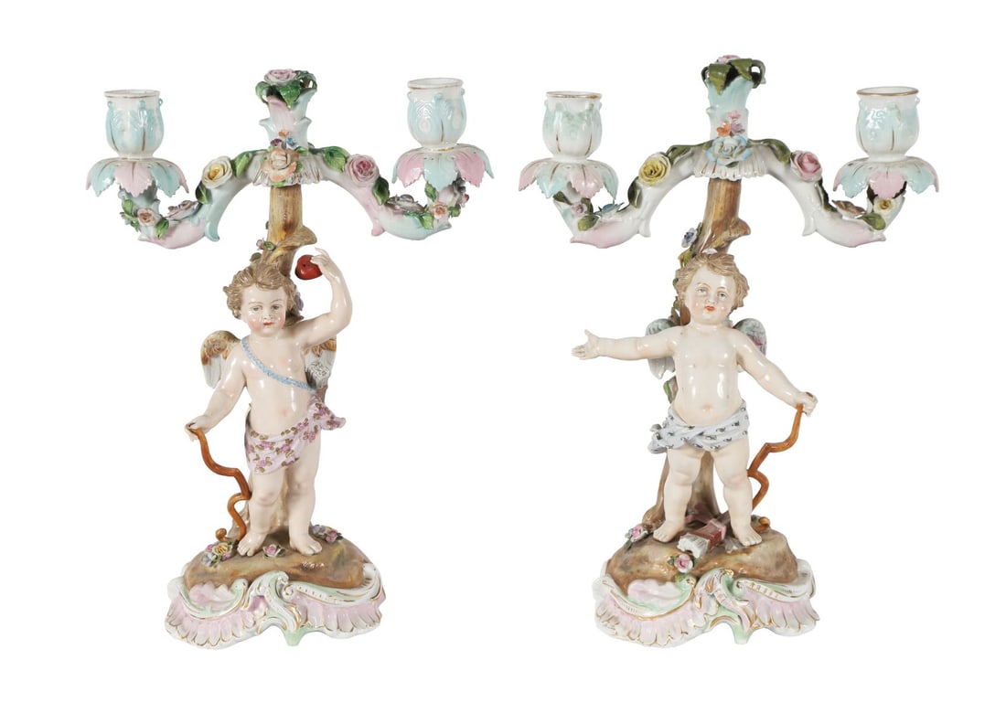 PR OF 19TH CENTURY SITZENDORF FIGURAL CANDELABRA (1 of 5)