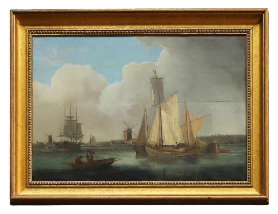 WILLIAM ANDERSON (SCOTTISH, 1757 - 1837): Title: Dutch Sailing VesselsMedium: Oil on WoodSignature: UnsignedProvenance: Private CollectionFramed PICTURES AND PRINTS