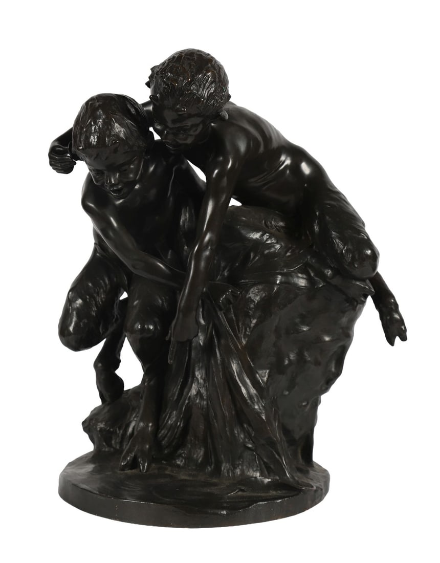 FRANCOIS - RAOUL LARCHE (FRENCH, 1860 - 1912): Title: The Fauns (C. 1900)Medium: Bronze with Green PatinaSignature: Signed and Stamped with Foundry Stamp of Siot Decauville Fondeur, ParisProvenance: Private Collection SCULPTURE