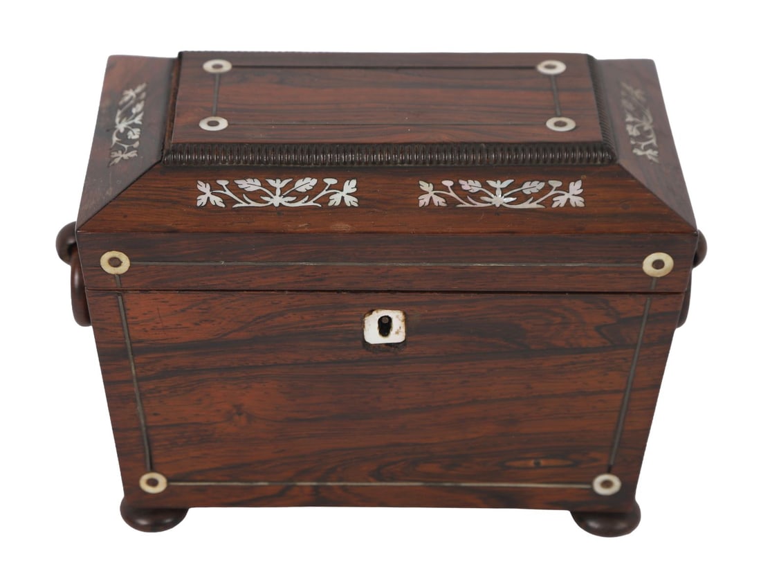 WILLIAM IV ROSEWOOD TEA CADDY (1 of 4)