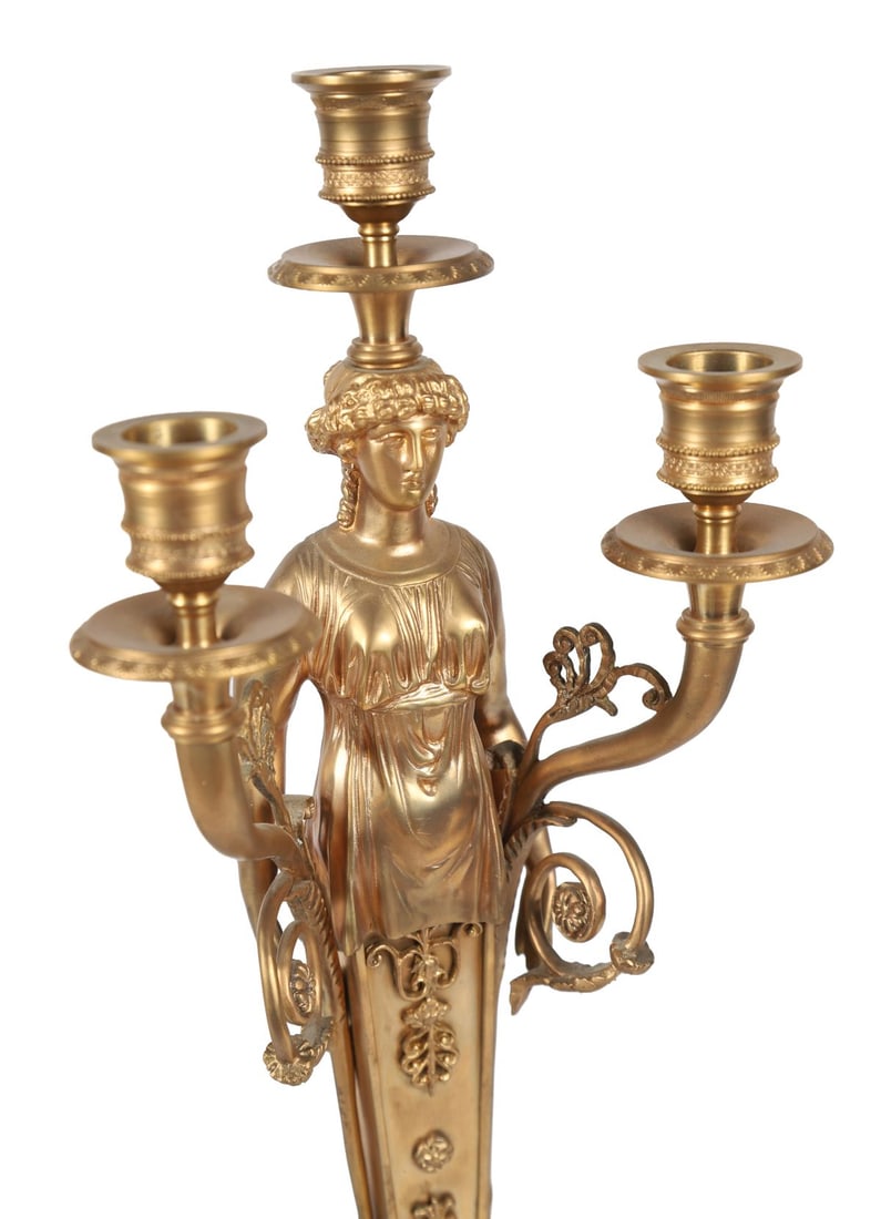 PAIR EMPIRE STYLE ORMOLU CANDELABRA - 3
