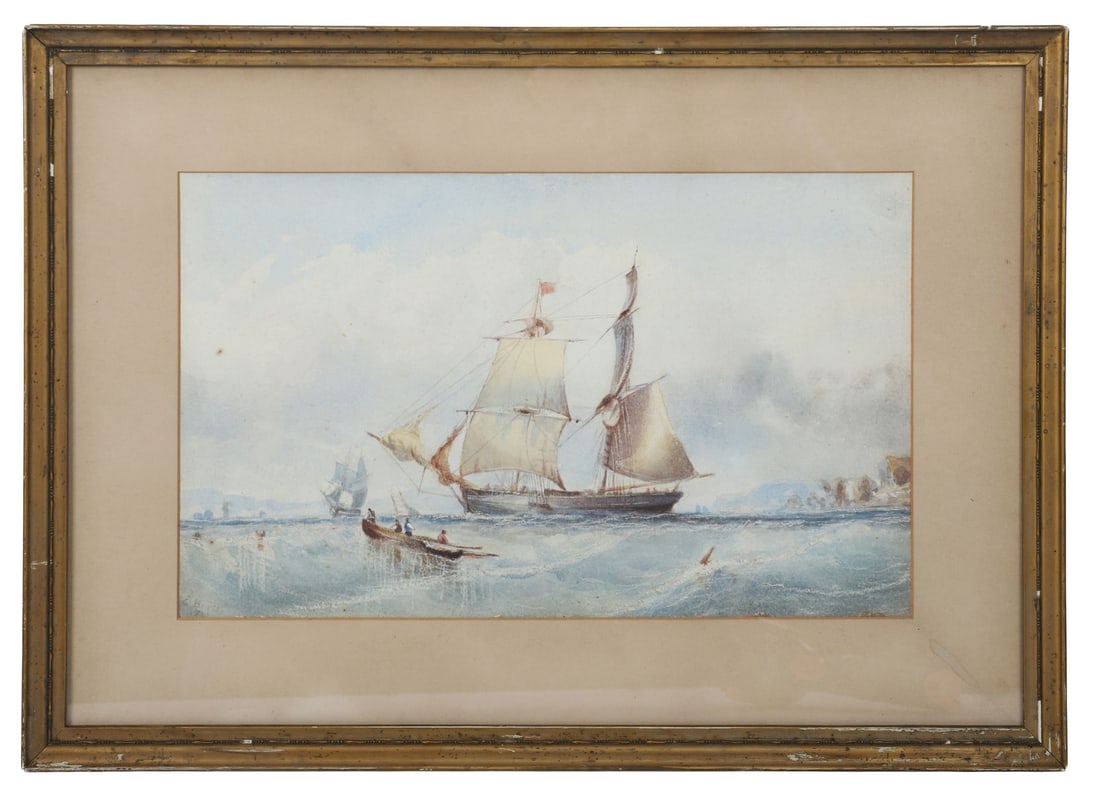 EDWIN HAYES RHA RI ROI (1819 - 1904): Title: Sailing on Choppy Waters (1853)Medium: WatercolourSignature: Signed and Dated Lower LeftProvenance: Private CollectionFramed PICTURES AND PRINTS
