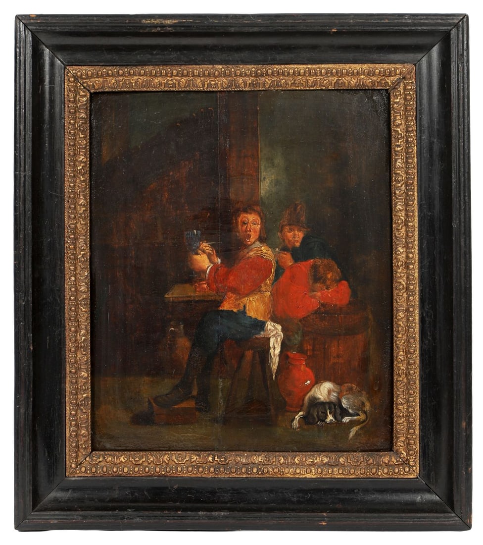 17TH / 18TH - CENTURY DUTCH SCHOOL: Title: Figures in an InteriorMedium: Oil on PanelSignature: UnsignedProvenance: Private CollectionFramed PICTURES AND PRINTS
