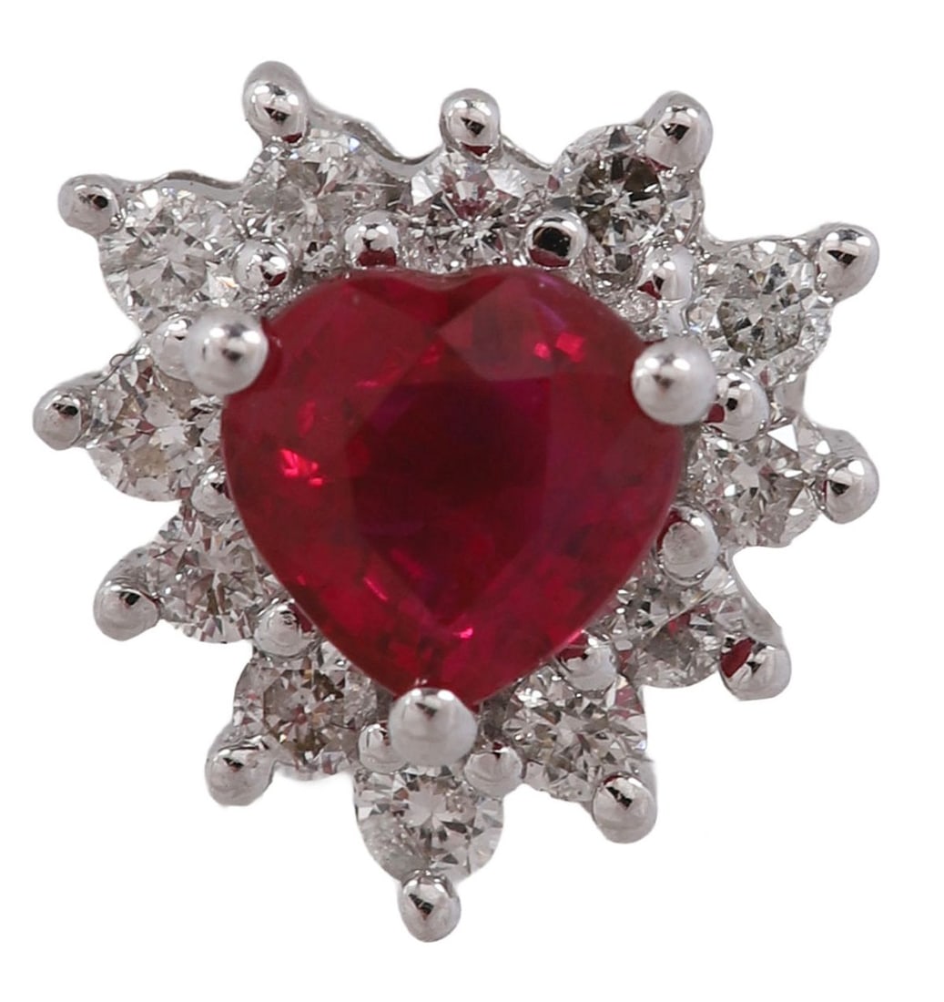 PAIR RUBY AND DIAMOND CLUSTER EARRINGS - 4