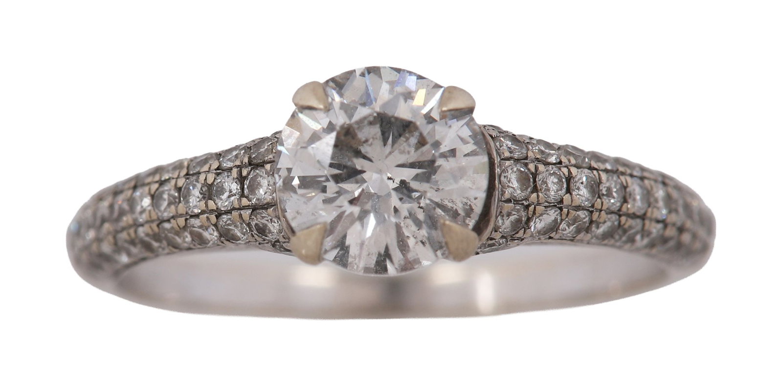 DIAMOND SOLITAIRE RING WITH DIAMOND SHOULDERS (1 of 4)