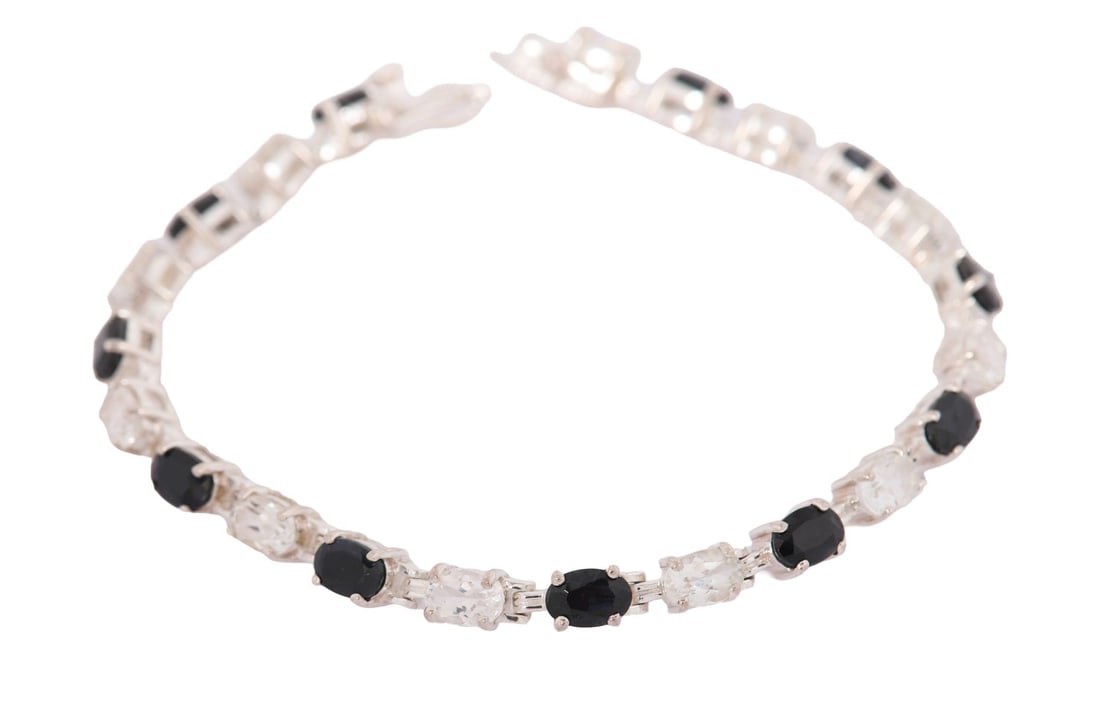 SAPPHIRE AND SILVER TENNIS BRACELET (1 of 4)