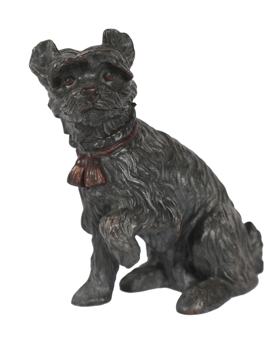 19TH-CENTURY BRONZE TERRIER-FORM INKWELL (1 of 4)