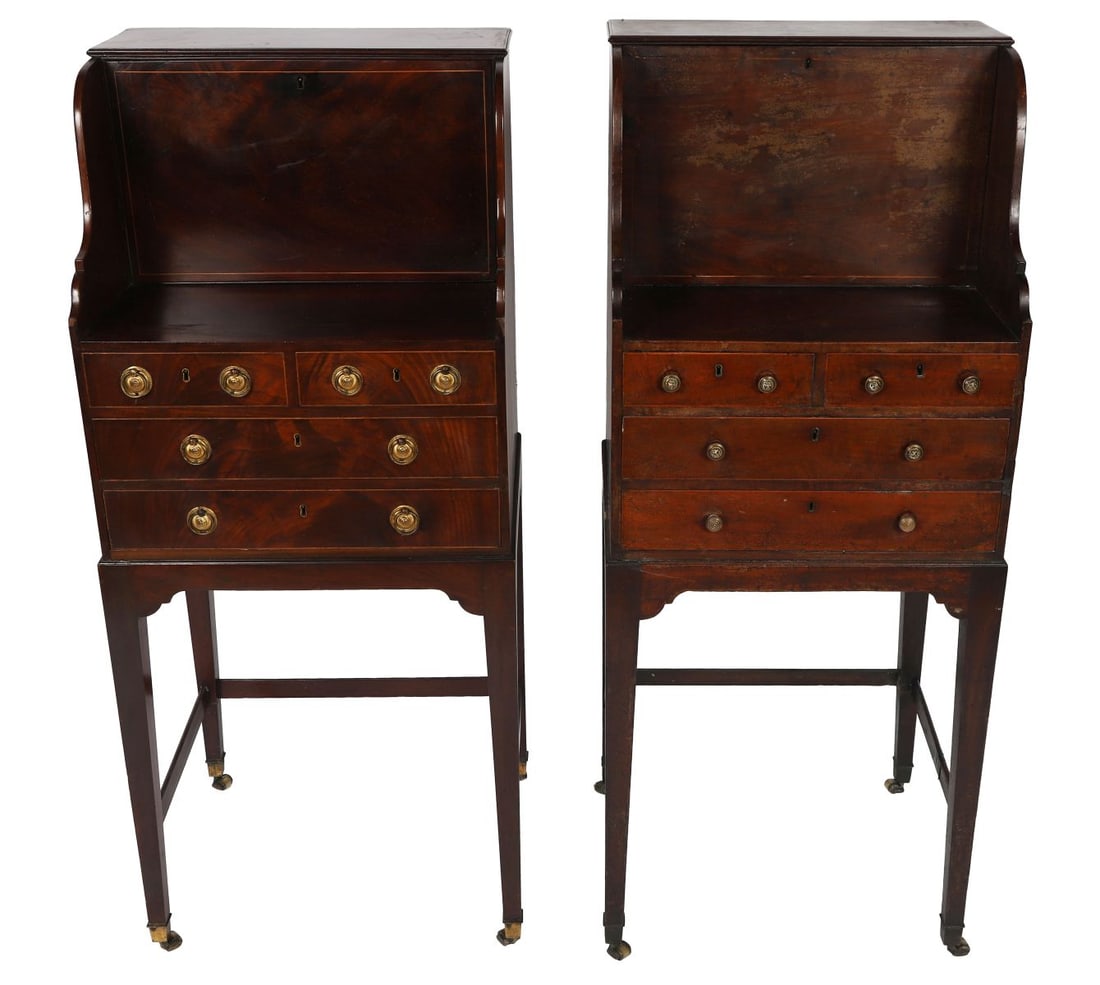 TWO GEORGE III MAHOGANY FALL-FRONT WRITING DESKS (1 of 5)