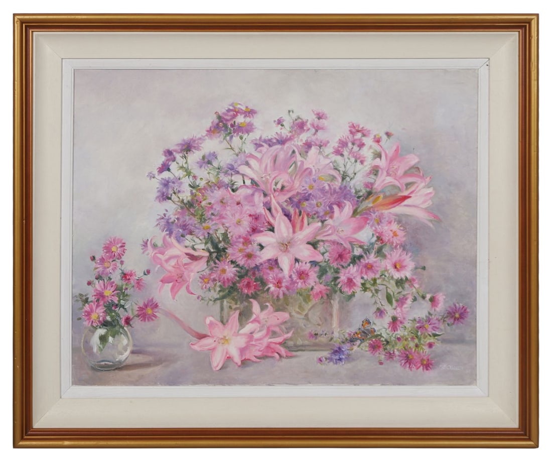GERALDINE M. O'BRIEN (1922 - 2014): Title: LiliesMedium: Oil on CanvasSignature: Signed Lower Right and Inscribed on Gallery 75 Label VersoProvenance: Gallery 75 (Label Verso); Where acquired by the Present OwnerFramed PICTURES AND