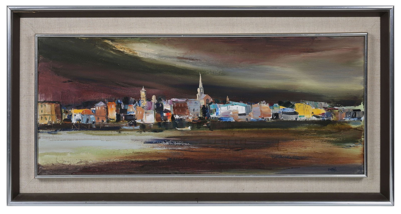KENNETH WEBB RWA FRSA RUA (B. 1927): Title: Wexford WaterfrontMedium: Oil on Canvas Signature: Signed Lower RightProvenance: David Hendriks Gallery, Dublin (Framing Label Verso); Private CollectionFramed PICTURES AND PRINTS Wednesday