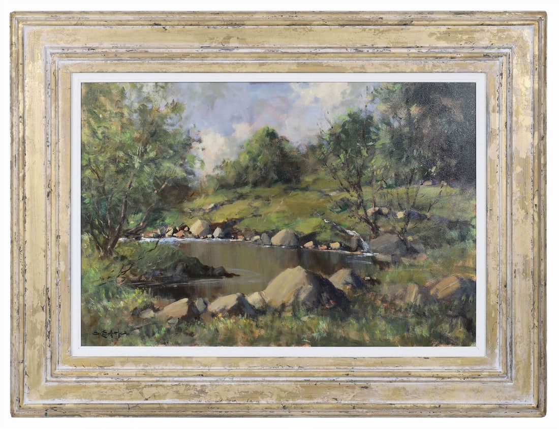 GEORGE K. GILLESPIE RUA (1924 - 1995): Title: River Landscape, ConnemaraMedium: Oil on CanvasSignature: Signed Lower LeftProvenance: Private CollectionFramed PICTURES AND PRINTS Wednesday 10th June 2026 14:17:30