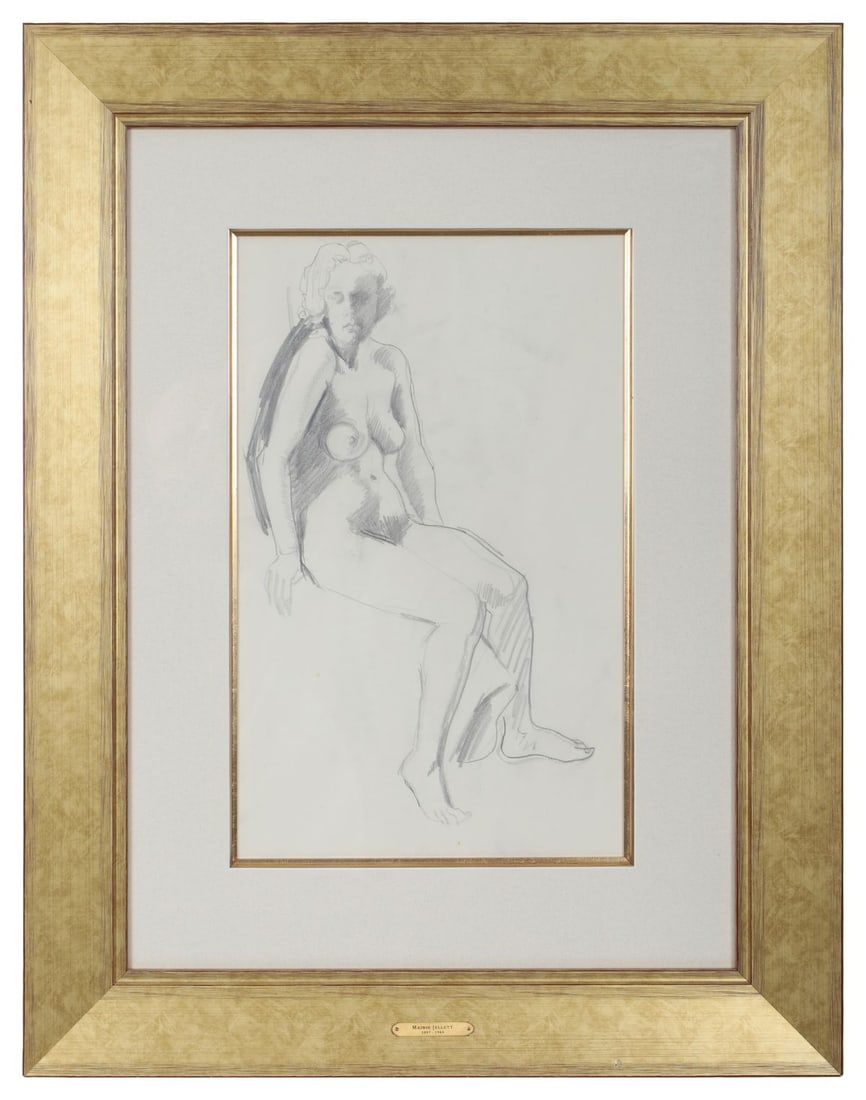 MAINIE JELLETT (1897 - 1944): Title: Seated Female Nude (Study)Medium: Pencil SketchSignature: UnsignedProvenance: Private CollectionFramed PICTURES AND PRINTS Wednesday 10th June 2026 14:30:00
