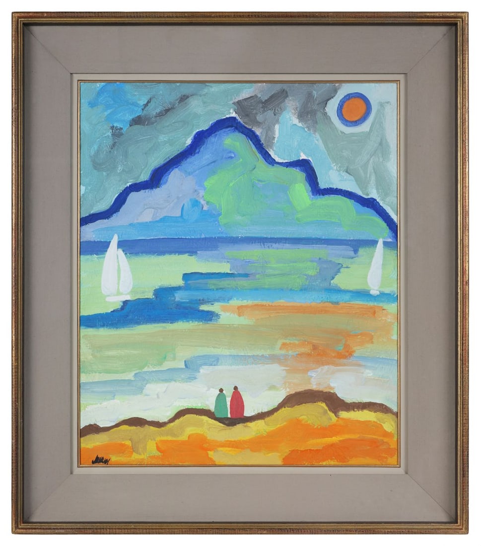 MARKEY ROBINSON (1918 - 1999): Title: Looking out WestwardMedium: Gouache on WallpaperSignature: Signed Lower LeftProvenance: Apollo Gallery, Dublin (Stamped Verso); Private CollectionFramed PICTURES AND PRINTS Wednesday 10th June 