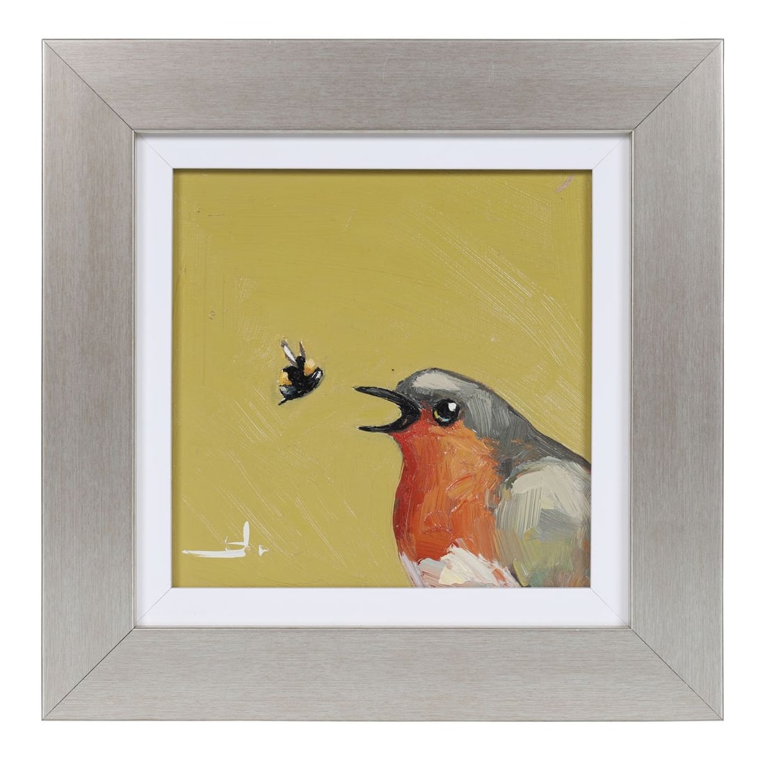 VIVEK MANDALIA (CONTEMPORARY): Title: Robin and Bee (2024)Medium: Oil on BoardSignature: Signed and Dated Lower Left; Inscribed Verso Provenance: Private CollectionFramed PICTURES AND PRINTS Wednesday 10th June 2026 14:58:20