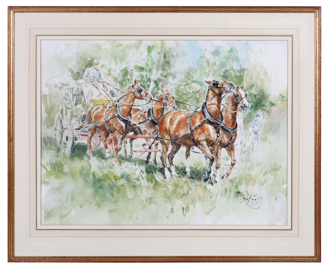 GORDON KING (1939 - 2022): Title: Four in HandMedium: WatercolourSignature: Signed Lower Right and Inscribed VersoProvenance: The Magee Gallery, Belfast (Label Verso); Private CollectionFramed PICTURES AND PRINTS Wednesday