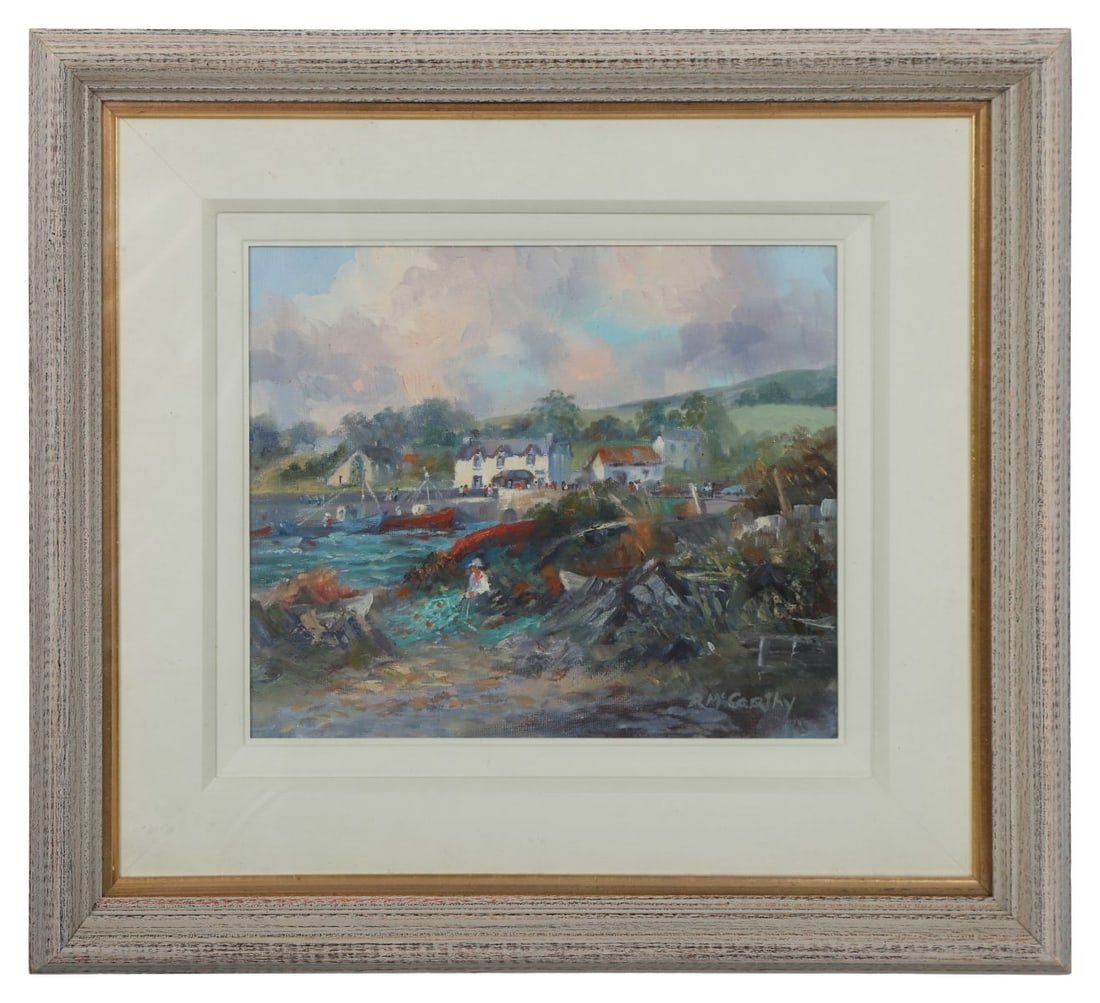 ROGER MCCARTHY (20TH/21ST CENTURY): Title: Pier, Co. Kerry Medium: Oil on BoardSignature: Signed Lower Right and Inscribed VersoProvenance: Private CollectionFramed PICTURES AND PRINTS Wednesday 10th June 2026 15:20:00
