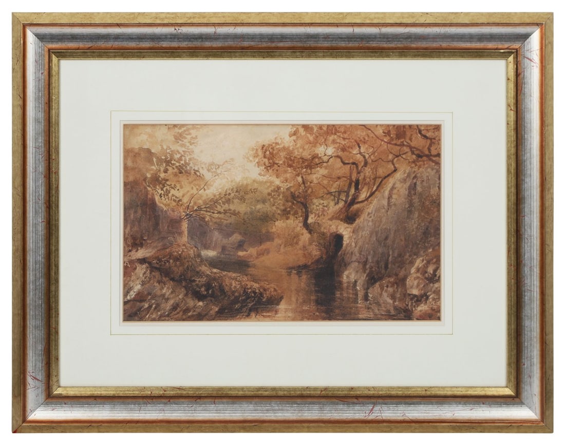 ANDREW NICHOLL RHA (1804 - 1886): Title: Stream through the WoodsMedium: WatercolourSignature: Indistinctly Signed Lower LeftProvenance: Private CollectionFramed PICTURES AND PRINTS Wednesday 10th June 2026 15:20:50