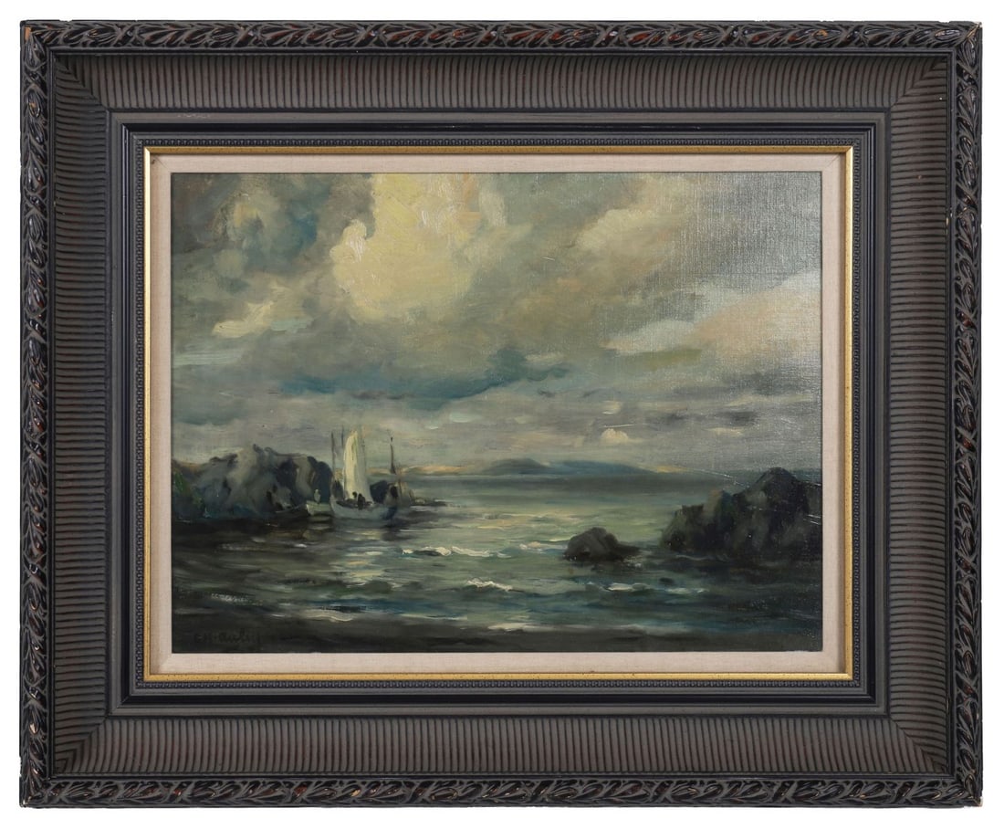 CHARLES J. MCAULEY RUA ARSA (1910 - 1999): Title: Landing the CatchMedium: Oil on BoardSignature: Signed Lower LeftProvenance: John Magee, Belfast (Label Verso); Private CollectionFramed PICTURES AND PRINTS Wednesday 10th June 2026 15:36:40