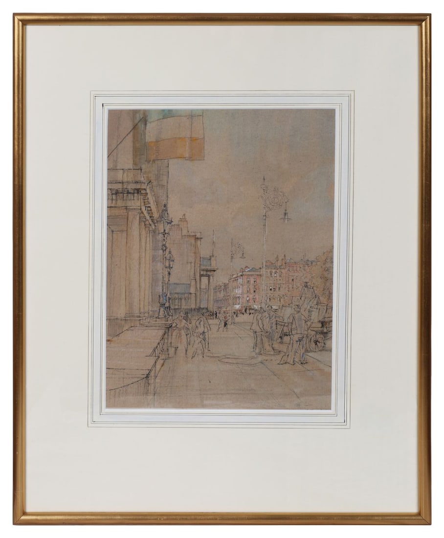 PATRICK HALL (B. 1935): Title: Ministry of External Affairs (Stephen's Green)Medium: Mixed MediaSignature: Signed Lower Right and Titled on Artist's Label VersoProvenance: Private CollectionFramed PICTURES AND PRINTS