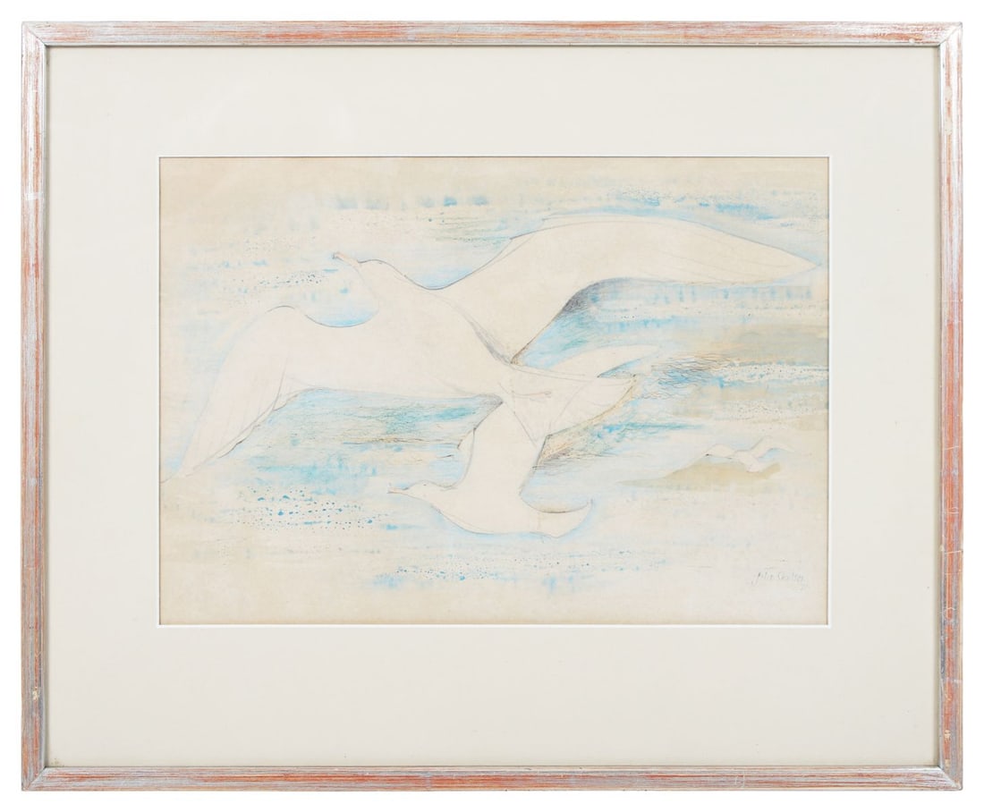 JOHN SKELTON (1923 - 2009): Title: Seagulls over the Sea (1971)Medium: Pencil and Watercolour WashSignature: Signed and Dated Lower RightProvenance: Private CollectionFramed PICTURES AND PRINTS Wednesday 10th June 2026 16:06:40