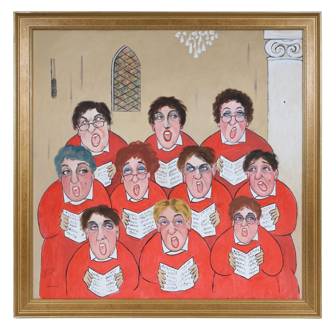 JOHN SCHWATSCHKE (B. 1943): Title: The Throbgoblin Choir, Tralee Medium: Oil on Canvas Signature: Signed with Monogram Upper LeftProvenance: Private CollectionFramed PICTURES AND PRINTS Wednesday 10th June 2026 16:18:20