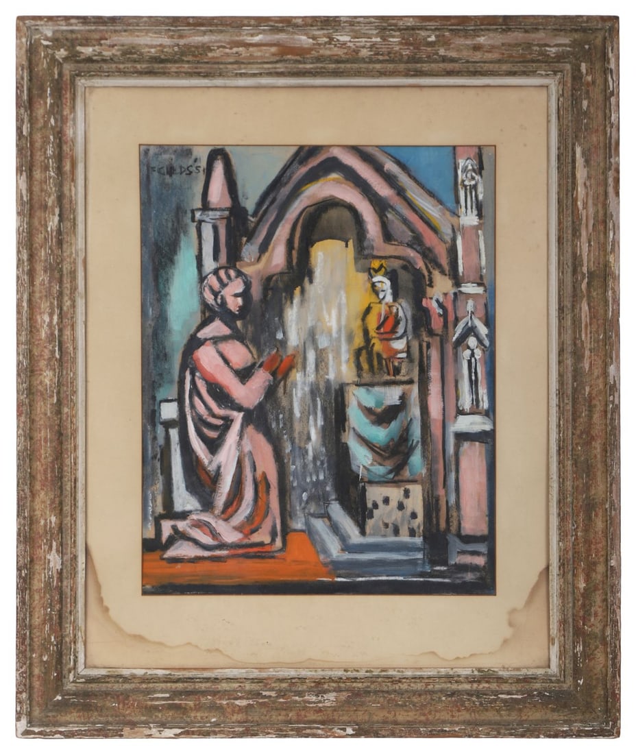 FREDERICK CHILDS (AMERICAN, 20TH CENTURY): Title: Virgin and Donor (1951)Medium: PastelSignature: Signed and Dated Upper LeftProvenance: The Collection of Patrick MacEntee SC; Private CollectionFramed PICTURES AND PRINTS Wednesday 10th June