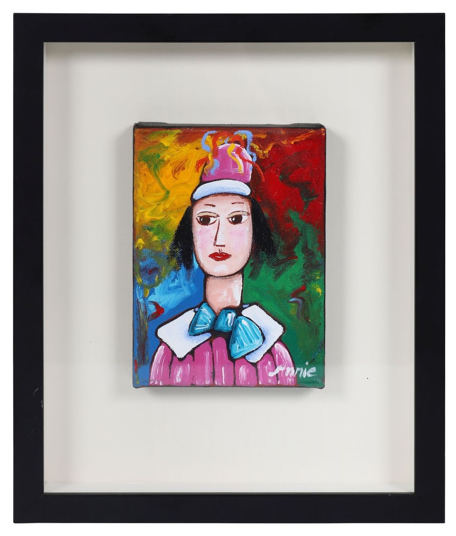 ANNIE ROBINSON (B. 1961): Title: ClownMedium: Oil on CanvasSignature: Signed Lower RightProvenance: Apollo Gallery, Dublin (Label Verso); Private CollectionFramed PICTURES AND PRINTS Wednesday 10th June 2026 16:40:00