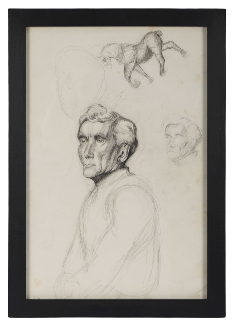 CONSTANCE GORE - BOOTH (1868 - 1927): COUNTESS MARKIEVICZTitle: Half - Length Portrait Study of a Gentleman and HorseMedium: Pencil SketchSignature: UnsignedProvenance: The Gore-Booth Family Collection, Lissadell House, Co. Sligo; The Lis