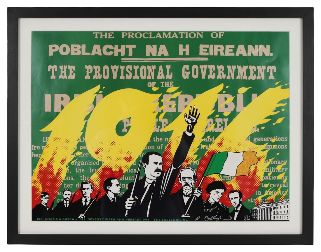 ROBERT BALLAGH (B. 1943): Title: The Proclamation of the Provisional Government of the Irish Republic (1990)Medium: Limited Edition Lithograph (No. 59/500)Signature: Signed, Dated and Numbered Lower RightProvenance: The