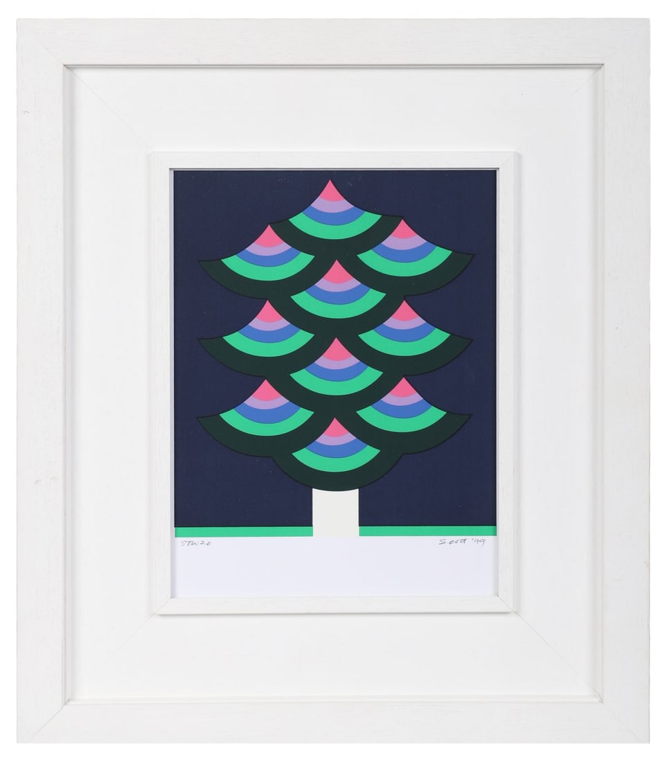 PATRICK SCOTT HRHA (1921 - 2014): Title: Christmas Card for Scott Tallon Walker (1999)Medium: ScreenprintSignature: Signed and Dated Lower Right; Inscribed Lower LeftProvenance: Private Collection Framed PICTURES AND PRINTS Wednesday