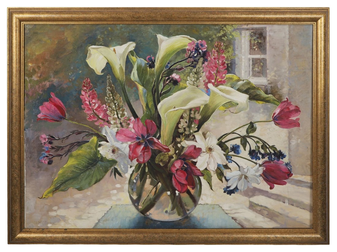 GERALDINE M. O'BRIEN (1922 - 2014): Title: Easter Lillies and TulipsMedium: Oil on CanvasSignature: Signed Lower LeftProvenance: Private CollectionFramed PICTURES AND PRINTS Wednesday 10th June 2026 17:16:40