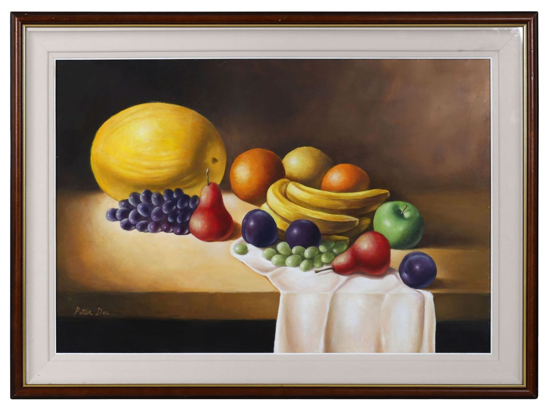 PETER DEE (20TH/21ST CENTURY): Title: Still Life - Fruit on TabletopMedium: Oil on BoardSignature: Signed Lower LeftProvenance: Private CollectionFramed PICTURES AND PRINTS Wednesday 10th June 2026 17:17:30