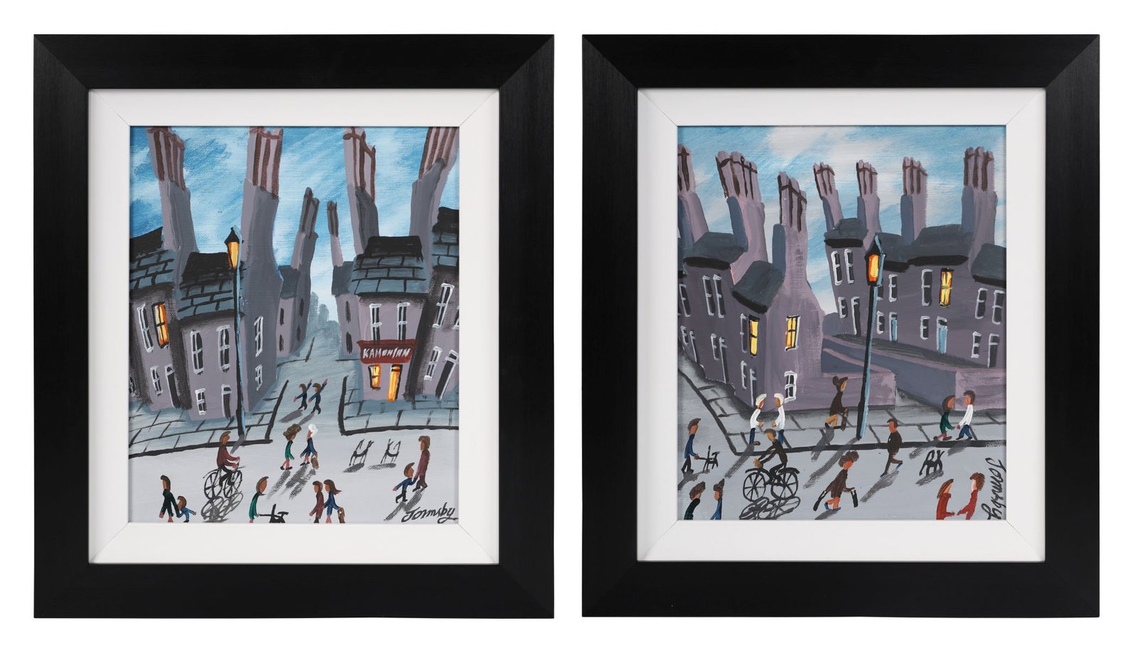 JOHN ORMSBY (BRITISH, B. 1969): Title: Strolling through the Night (Pair)Medium: Oil on BoardSignature: Each Signed Lower RightProvenance: Private CollectionFramed PICTURES AND PRINTS Wednesday 10th June 2026 17:31:40