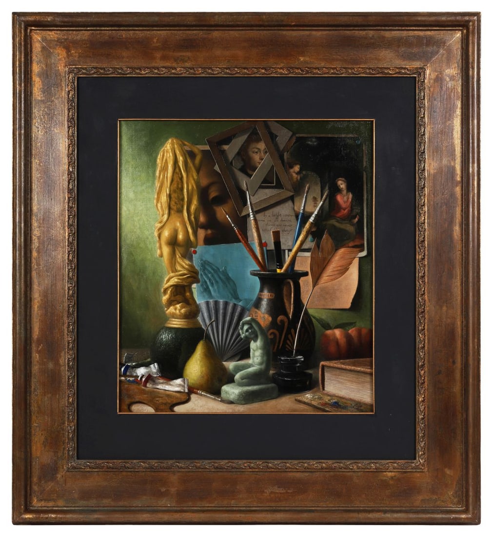 STUART MORLE (B. 1960): Title: Objects of the Artist II (2006)Medium: Oil on Canvas Laid on BoardSignature: Signed Lower Right and Inscribed VersoProvenance: The Artist's Studio (Studio Label Verso); Whyte's, Dublin, Irish A