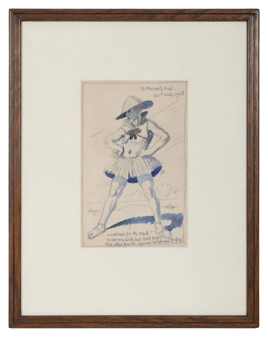 SIR WILLIAM ORPEN KBE RA RI RHA (1878 - 1931): Title: Daily Mail Drawing (1928)Medium: Watercolour and PencilSignature: Signed and Inscribed Lower Right; Dated Upper RightProvenance: Sale, Christie's, London, 11 August 1982; Pyms Gallery, London; 