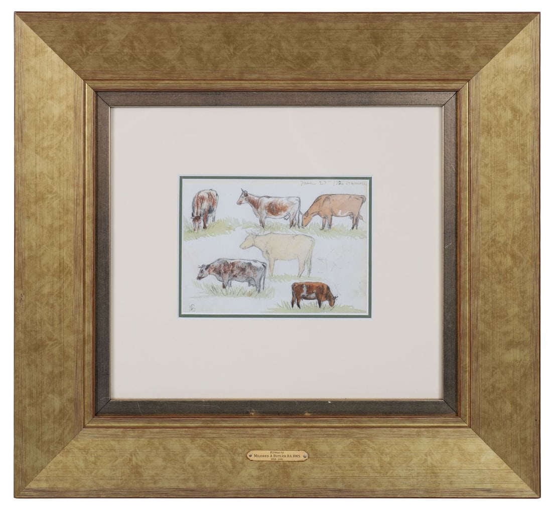 MILDRED ANNE BUTLER RA RWS (1858 - 1941): Title: Study of Cattle, Kilmurry (1882)Medium: Watercolour (Second Image Verso)Signature: Signed, Dated and InscribedProvenance: The Artist's Sketchbook; Private CollectionFramed PICTURES AND PRINTS W