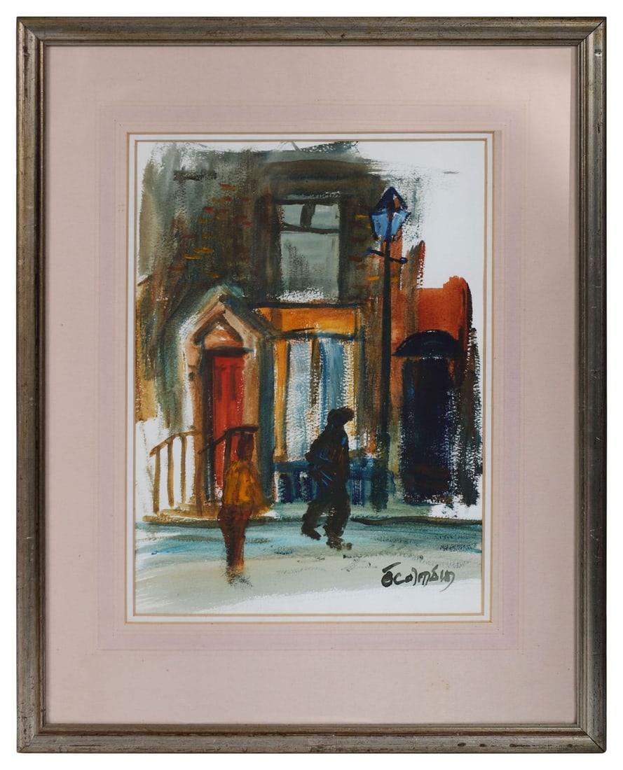 SEAMUS O'COLMAIN (1925 - 1990): Title: Pembroke StreetMedium: WatercolourSignature: Signed Lower Right and Titled VersoProvenance: Oisin Gallery, Dublin (Label Verso); Private CollectionFramed PICTURES AND PRINTS Wednesday 10th