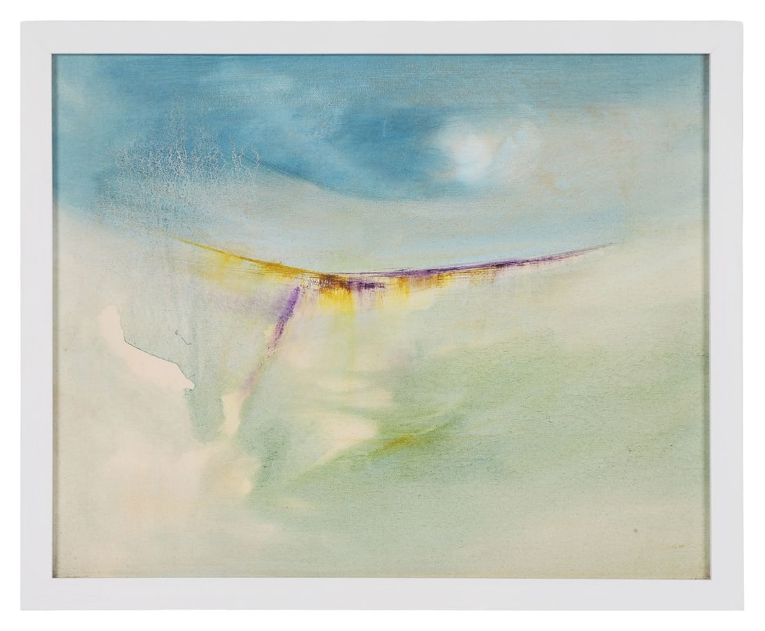 GERALD DAVIS (1938 - 2005): Title: Purple HazeMedium: Oil on CanvasSignature: Unsigned; Titled VersoProvenance: Acquired directly from the family of the artist by the Present OwnerFramed PICTURES AND PRINTS Wednesday 10th June 2