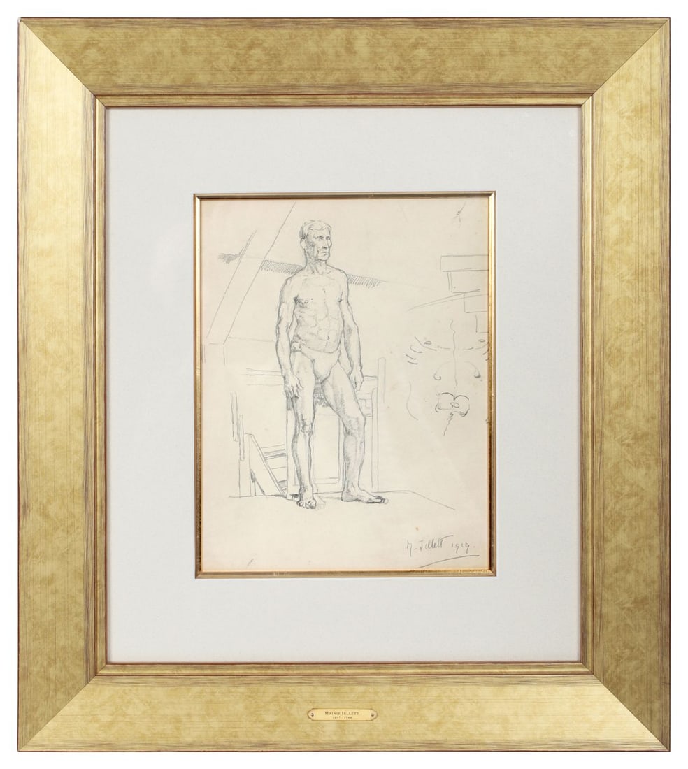 MAINIE JELLETT (1897 - 1944): Title: Male Nude Study (1919)Medium: Pencil SketchSignature: Signed and Dated Lower RightProvenance: Private CollectionFramed PICTURES AND PRINTS Wednesday 10th June 2026 19:14:10