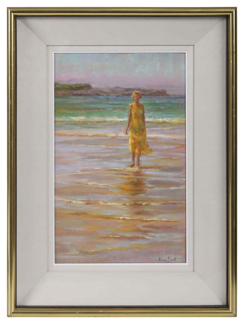 KEVIN FLOOD (B. 1959): Title: Ita on the Beach, Renvyle (2002)Medium: Oil on BoardSignature: Signed Lower Right and Inscribed VersoProvenance: Private CollectionFramed PICTURES AND PRINTS Wednesday 10th June 2026 19:21:40