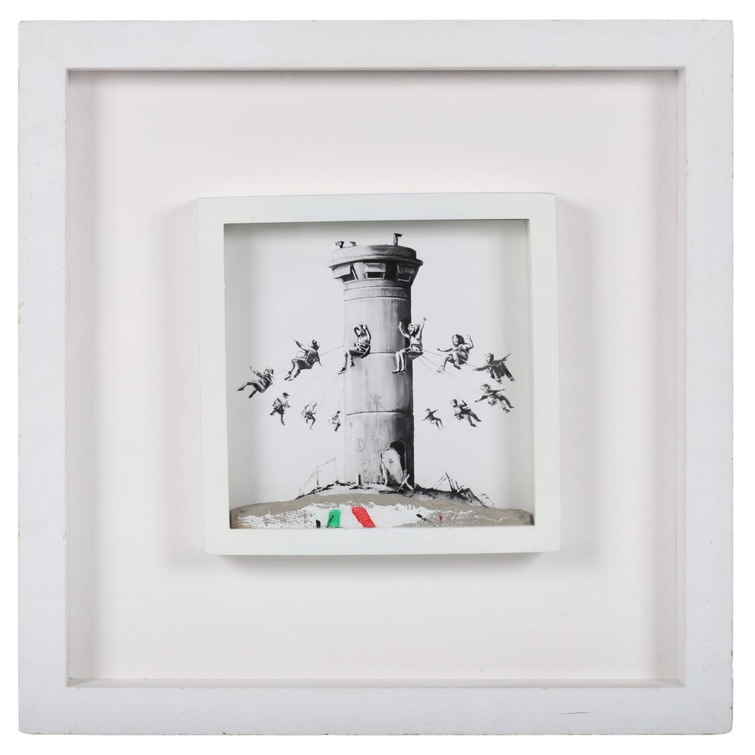 BANKSY (BRITISH, B. 1974): Title: Peace in PalestineMedium: Print and Concrete Relief Signature: UnsignedProvenance: The Walled Off Hotel, Bethlehem (Original Receipt Verso); Private CollectionFramed PICTURES AND PRINTS Wednesd