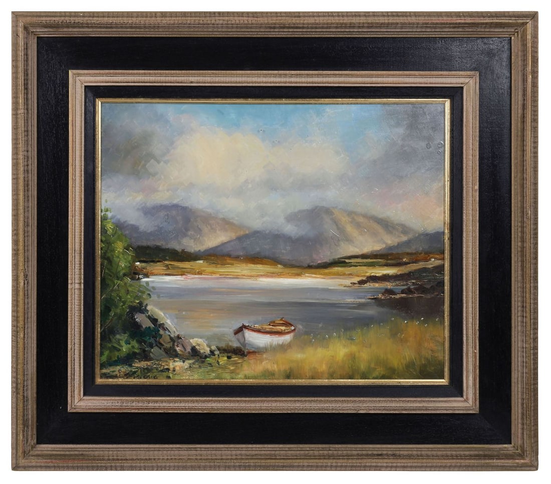 NORMAN J. MCCAIG (1929 - 2001): Title: Lough Bawn, Connemara (1984)Medium: Oil on BoardSignature: Signed Lower Right and Inscribed on Artist's Label VersoProvenance: The Artist's Studio (Label Verso); Private CollectionFramed