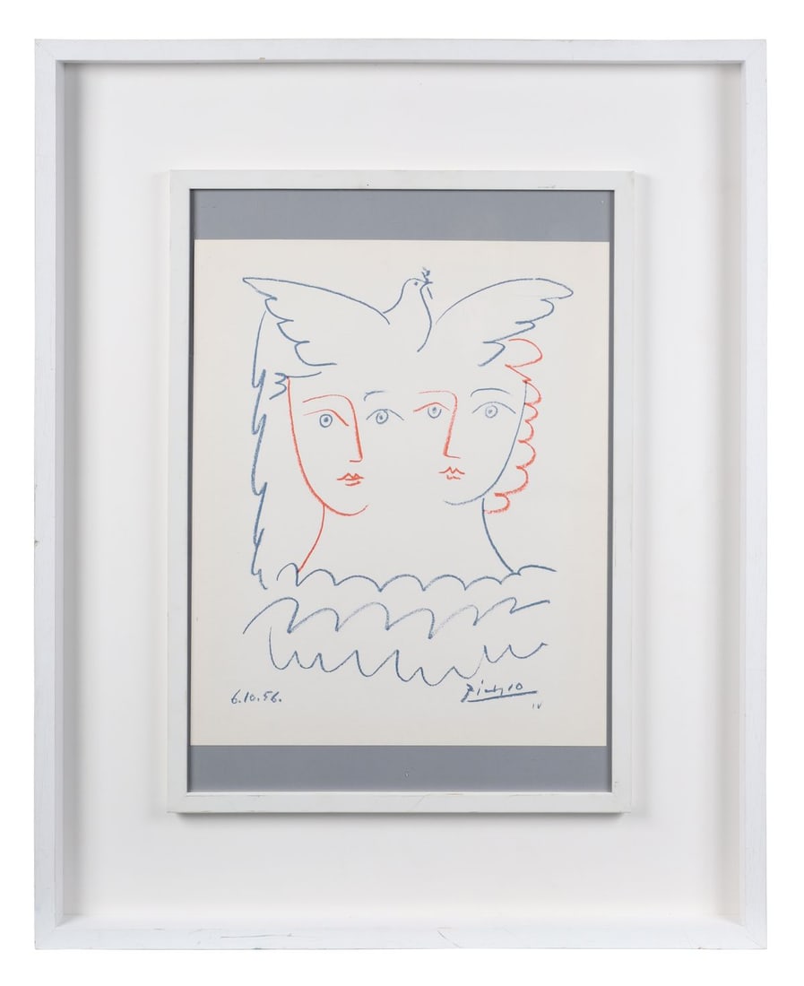 PABLO PICASSO (SPANISH, 1881 - 1973): Title: Two Heads and a DoveMedium: Lithograph on Handmade PaperSignature: UnsignedProvenance: Private CollectionFramed PICTURES AND PRINTS Wednesday 10th June 2026 19:35:00