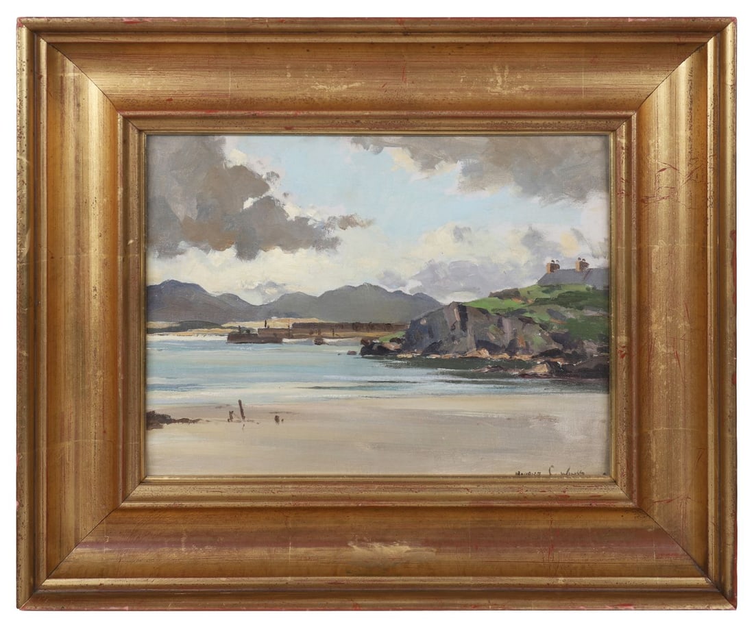 MAURICE CANNING WILKS RUA ARHA (1911 - 1989): Title: Downings Harbour, Rosapenna, Co. DonegalMedium: Oil on BoardSignature: Signed Lower Right and Titled VersoProvenance: F.G. David & Sons Ltd., Belfast (Label Verso); Private CollectionFramed PIC