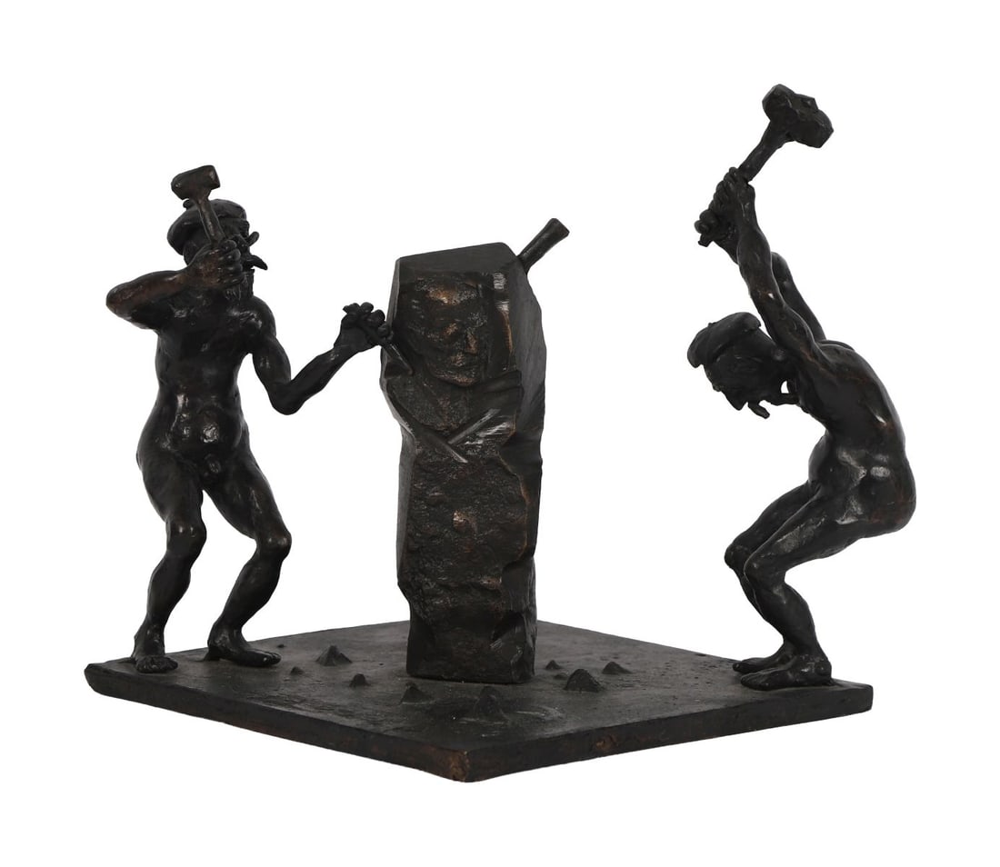 SIMON O'DONNELL (B. 1945): Title: The Sculptors - Chiselling Joyce and BeckettMedium: Unique BronzeSignature: UnsignedProvenance: The Collection of Tommy Smith, Grogan's Pub, Dublin; Private Collection SCULPTURE Wednesday 10th