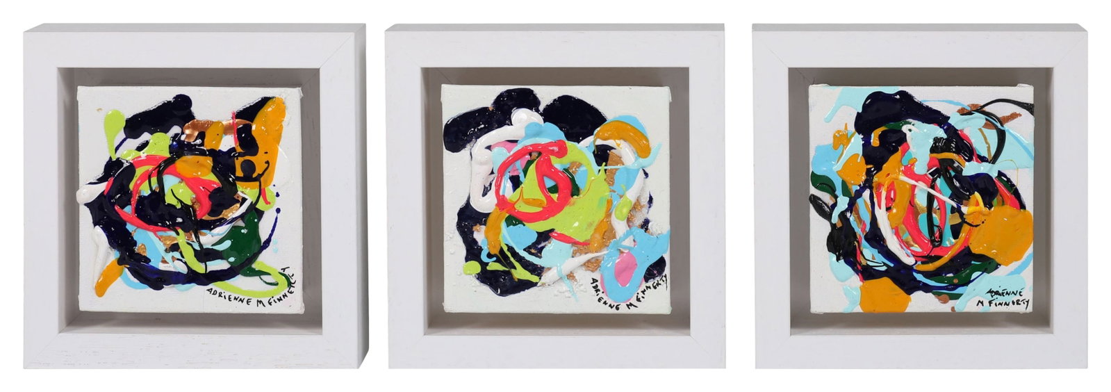 ADRIENNE M. FINNERTY (CONTEMPORARY): Title: Whirl Pool (2026) (Set of 3)Medium: Oil on BoardSignature: Each Signed Lower RightProvenance: The Artist's Studio, Co. GalwayFramed PICTURES AND PRINTS Wednesday 10th June 2026 20:02:30