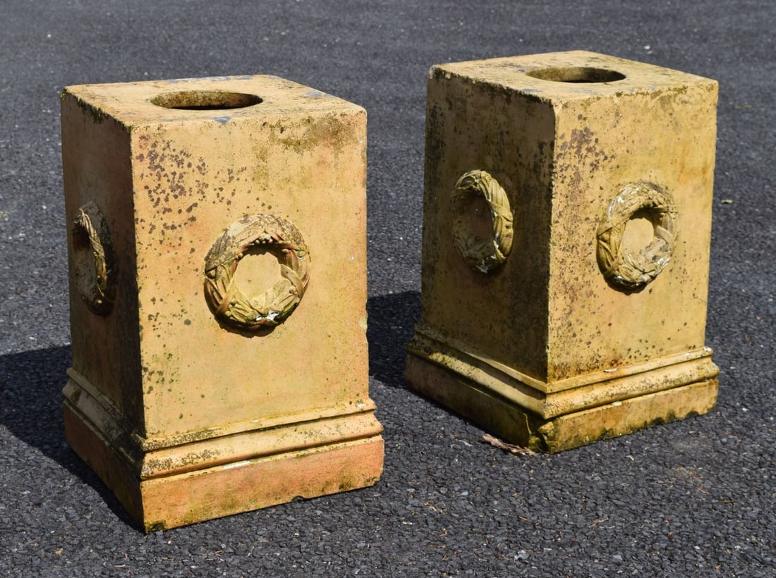 PAIR OF TERRACOTTA PEDESTALS (1 of 1)