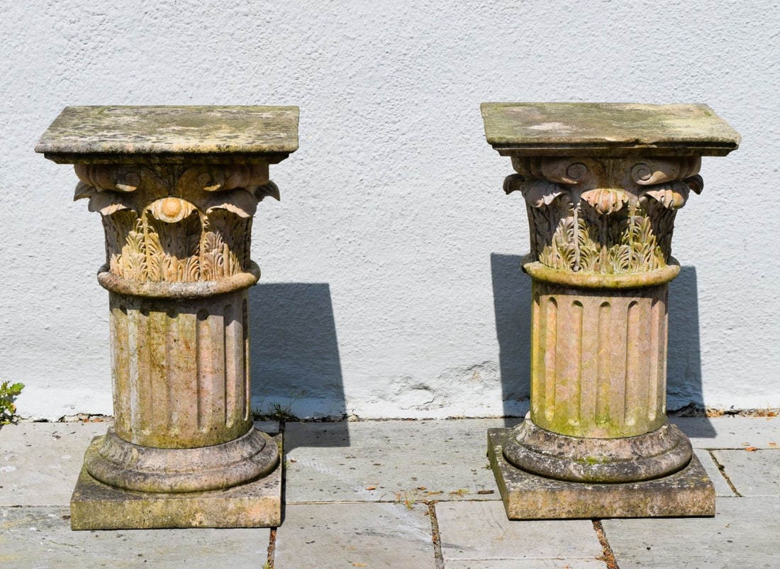 PAIR OF ROUGE ROYAL MARBLE CORINTHIAN PEDESTALS (1 of 4)