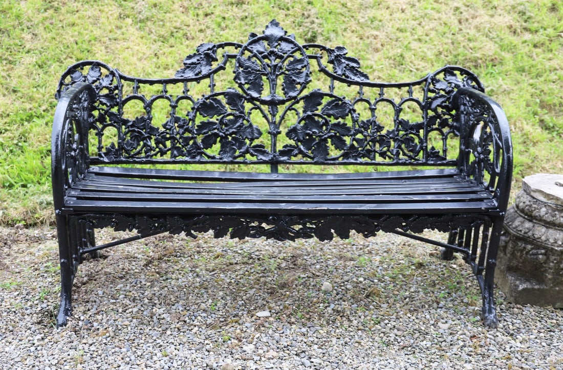 CAST IRON GARDEN BENCH WITH VINE BACK (1 of 3)