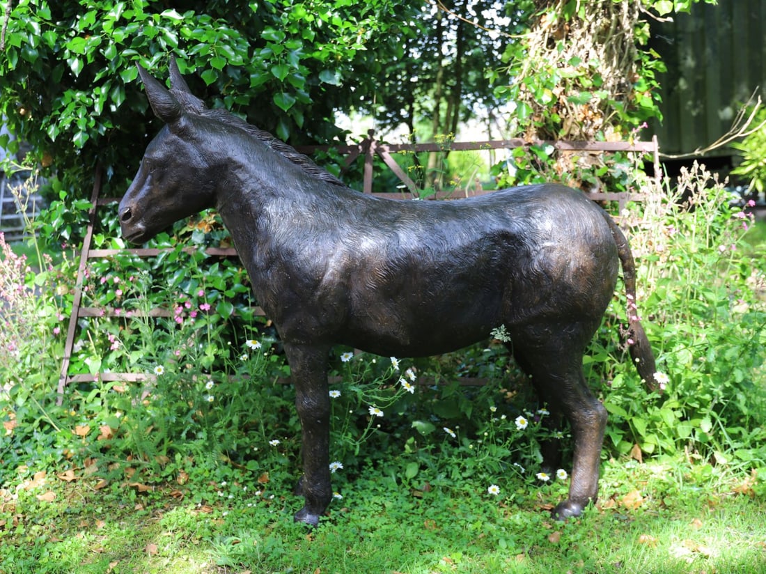 LIFE-SIZE BRONZE DONKEY SCULPTURE (1 of 2)